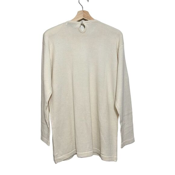 Karen Scott Evening Beaded Wool Blend Pullover Sweater Knit Cream Size L - Picture 2 of 11